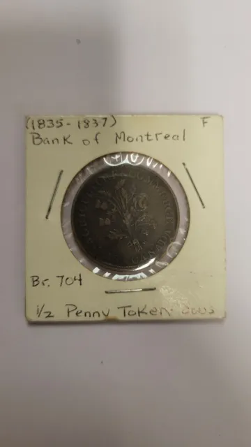1835 - 1837 Bank of Montreal.  Half Penny Token.  UN SOU.  Rare
