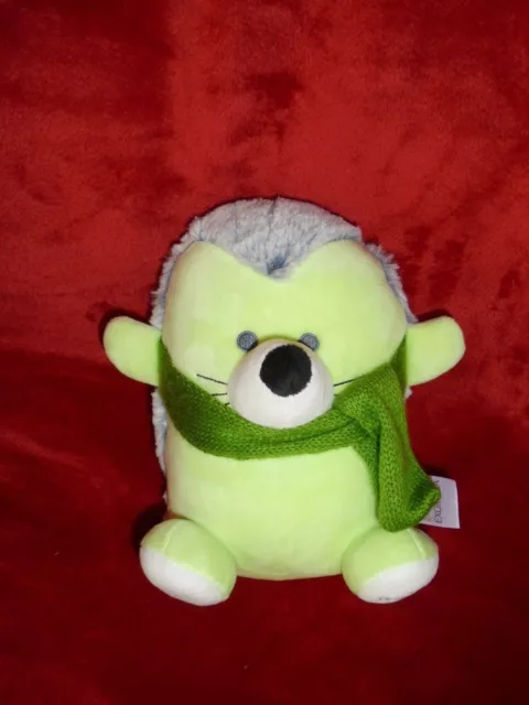 Doudou Peluche Marionnette Herisson Gris Vert Echape Derma Doux A - DERMA