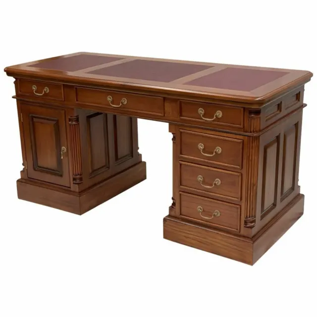 Solid Mahogany Wood Writing Desk Antique Reproduction Style