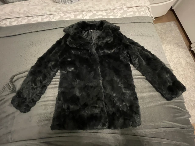 Peacocks black fur coat sale
