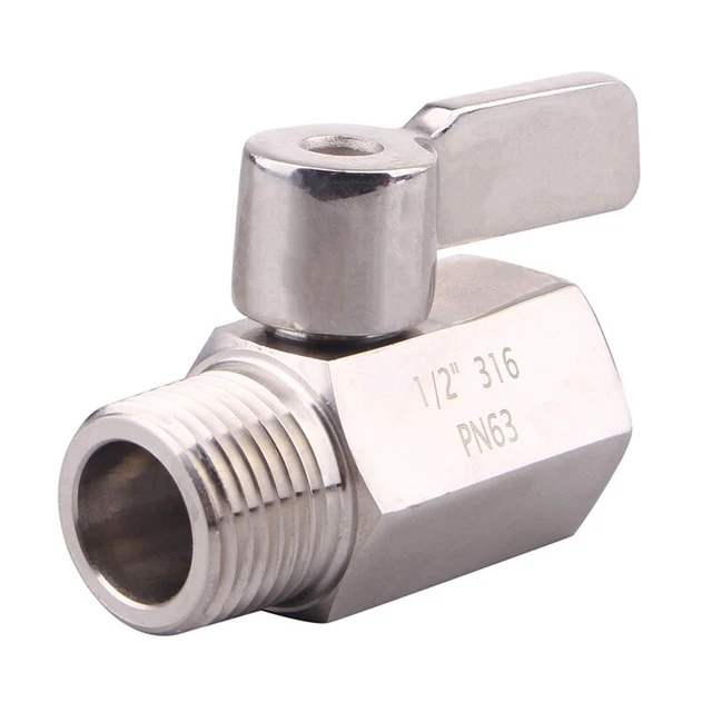 316 Palla in acciaio inox (1/2 pollice femmina x maschio) filo NPT, flusso d'acqua Re B9B5
