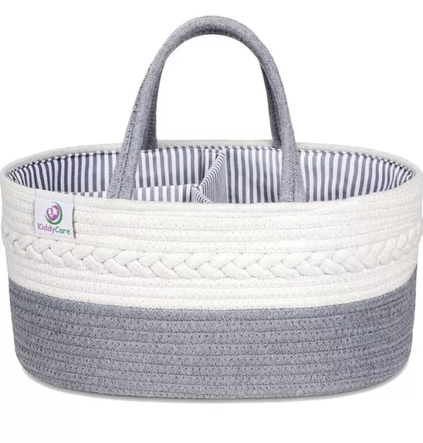 KiddyCare Baby Diaper Caddy Organizer - Stylish Rope Nursery Storage Bin