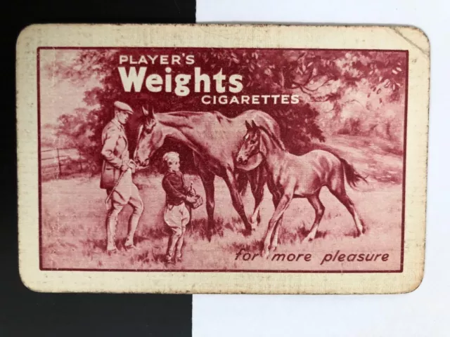 Vintage Swap Playing Card: Tobacco Advert. Gent Child. Man Girl Feed Horses Pony