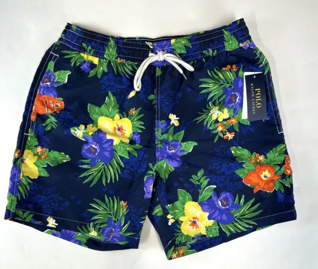 NWT Polo Ralph Lauren Men's Size S  Shorts Navy Floral Print Beach Swim 3