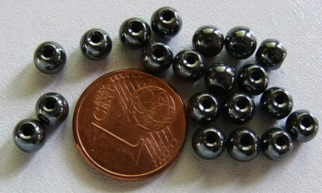 20 PERLES RONDES 5mm PIERRE HEMATITE DIY Bijoux Déco