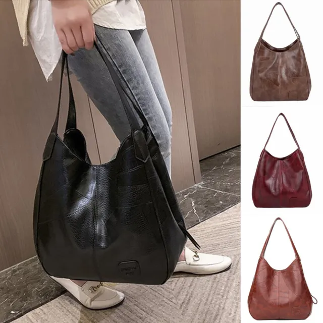 Womens Soft Leather Shoulder Bag Large Capacity Ladies Handbag Tote Casual