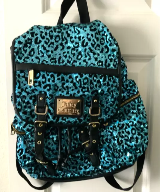 Juicy Couture Sequin Backpack Turquoise Animal Print