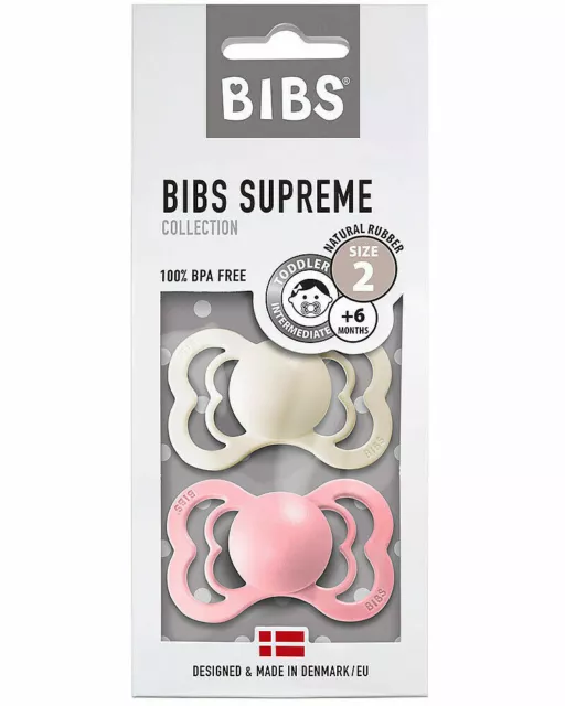 BIBS Set 2 Chupetes Gommotti Supreme Tetilla En Caucho Natural (6-18 Meses)