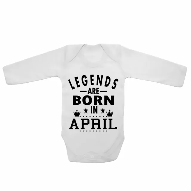 Long Sleeve Unisex Baby Vest Funny Bodysuits - Legends Are Born In April