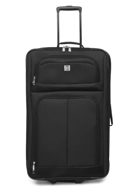 25" Checked Upright Luggage Carry On 2-Wheel Suitcase Trolley Travel Business