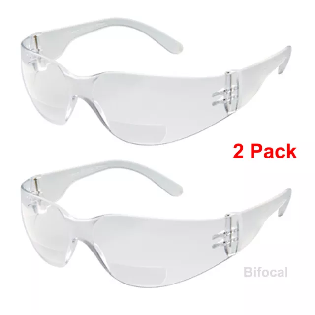 2 Pack BIFOCAL SAFETY GLASSES Clear Lens ANTI-FOG LENS Z87.1+ Men Women 1.0-3.0