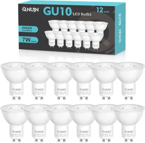 QNUJN GU10 LED Bulbs, Cool White 6000K Light Bulbs,7W 500lm Energy...