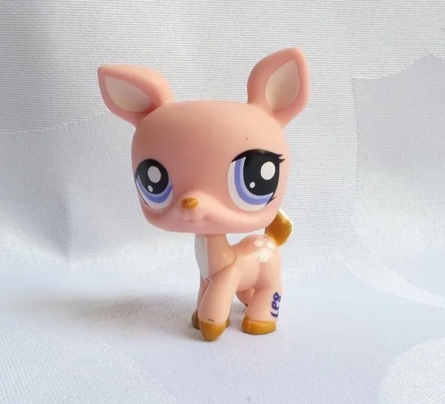 Littlest Petshop Lps #1414 Hasbro Bambi Biche Faon Daim Deer Rose Yeux Violet
