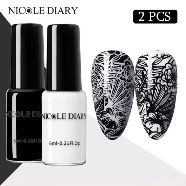 2PCS 6ml Stamping Nail Polish Varnish Stamp for Nail Stamp Plates Nail Lacquers