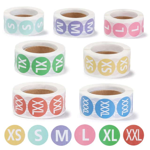 NUMBER ROUND SHAPE Garment Tags Clothing size stickers Blank Note Size ...