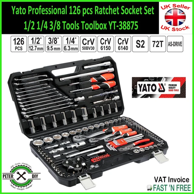 thumbnail image 2 of Yato Professional 72-Piece Ratchet & Socket Set - 1/4 & 1/2 Inch Drive, CrV Steel 2 of 5