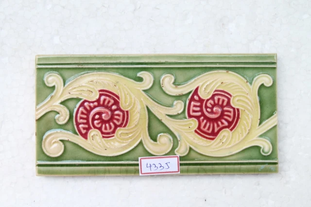 Japan Made Majolica Vintage Ceramic Porcelain Border Flower Design Tile Nh4335 6