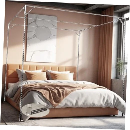 NKM STAINLESS STEEL Adjustable Canopy Bed Frame, Suitable for Twin,Full