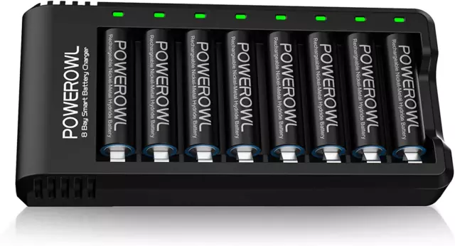 Piles Rechargeables AA 2800Mah + 8 Slots Chargeur De Piles Kits Avec 8Pcs Rechar