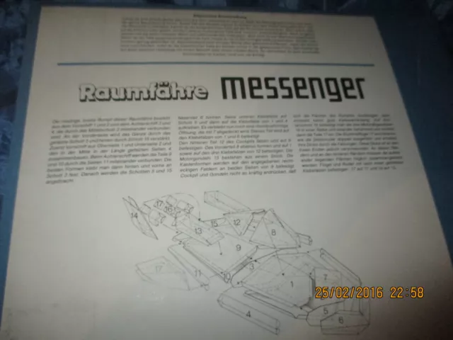 Papier Modellbau : Raumfähre MESSENGER , vorgestanztes Modell , 1970er Jahre /G/ 2