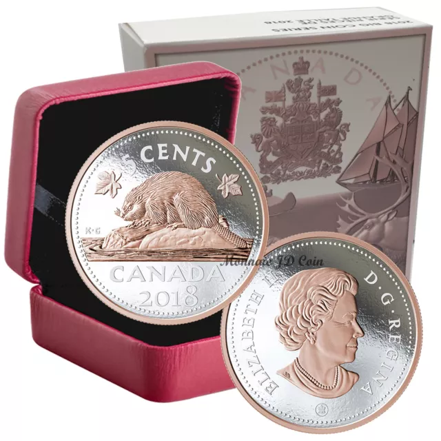 2018 Canada 5 Cent Big Coin Serie 5oz Pure Silver Coin with Rose Gold Plating