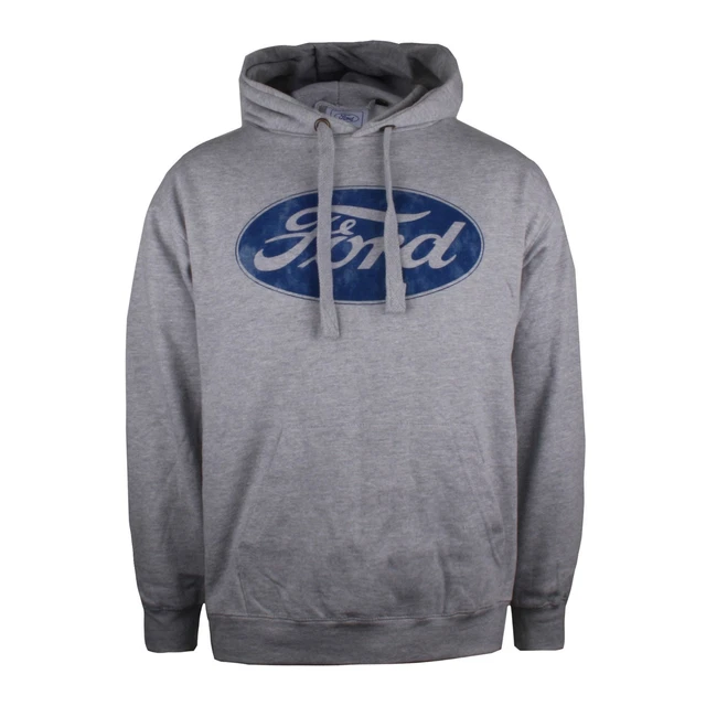 Ford Mens Logo Hoodie Jumper Top Grey S-XXL Official