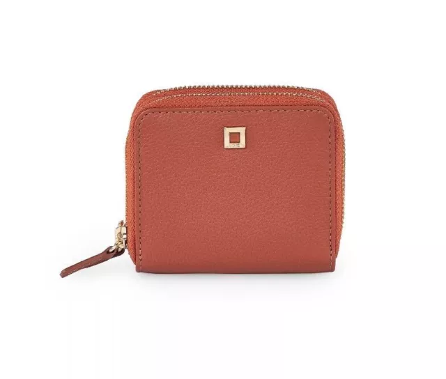 LODIS Julia Double Zip leather women 's small wallet -CHESTNUT/ BROWN