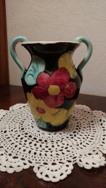 Ancien Panier Vase En Céramique Blanche - 22 X 16 X 14 Cm - Très Bon état