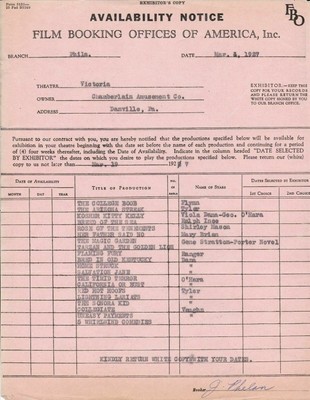 Film Booking Offices of America Inc 1927 Title Films Availability Notice   39811 