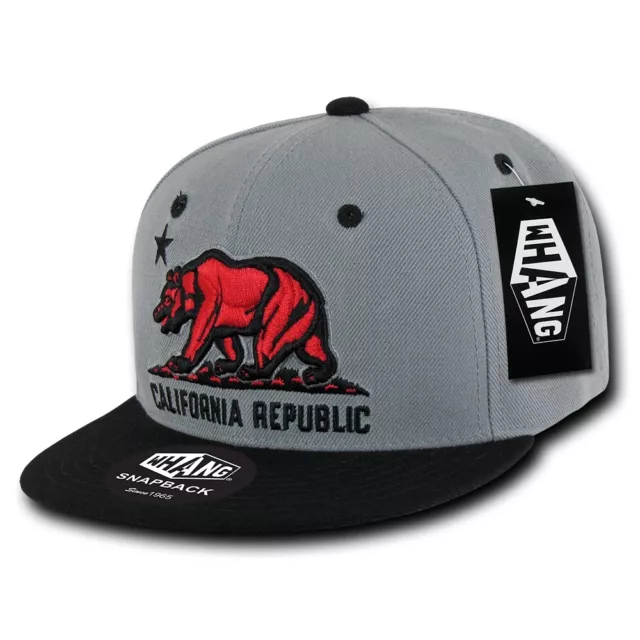 California Republic Red Bear Gray & Black Flat Bill Flat Bill Snapback Snap Back 2