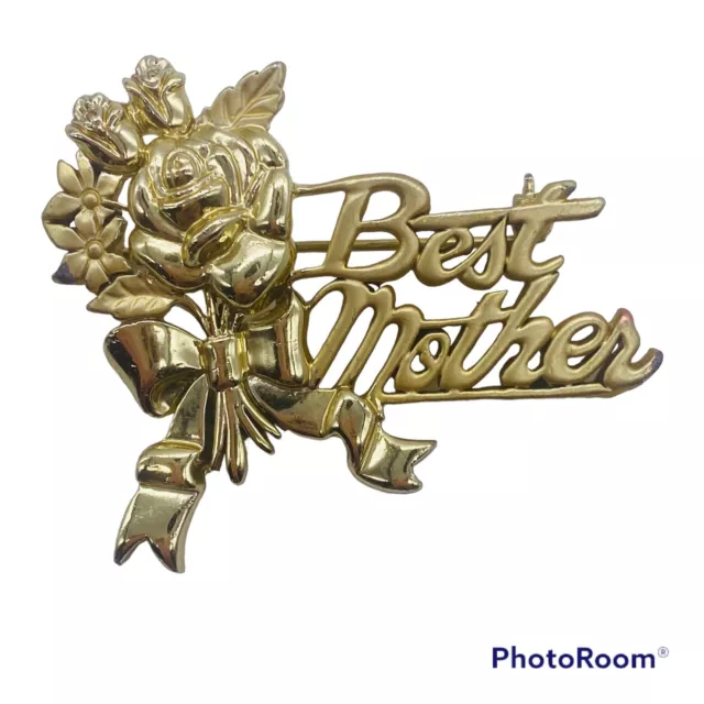 Vintage Signed Danecraft Goldtone/Matt Best Mother Brooch