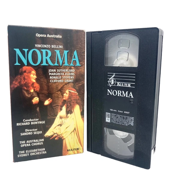 NORMA VINCENZO BELLINI VHS Cassette Tape Joan Sutherland Opera