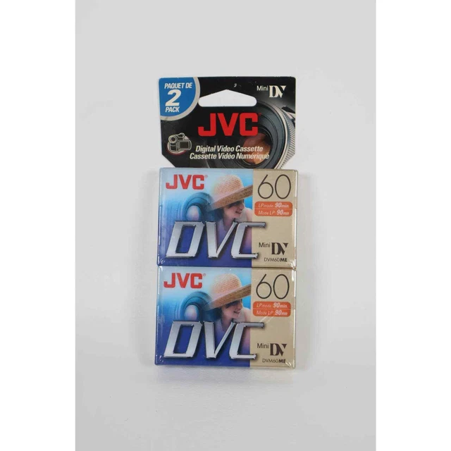 JVC DVC Paquete de 2 Cintas de Video Digital Mini DV 60 DVM60ME Nuevas Selladas
