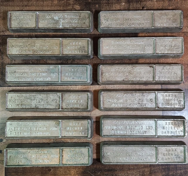 40+ Lbs Vintage Nickel Babbitt Ingot American Smelting & Refining Company