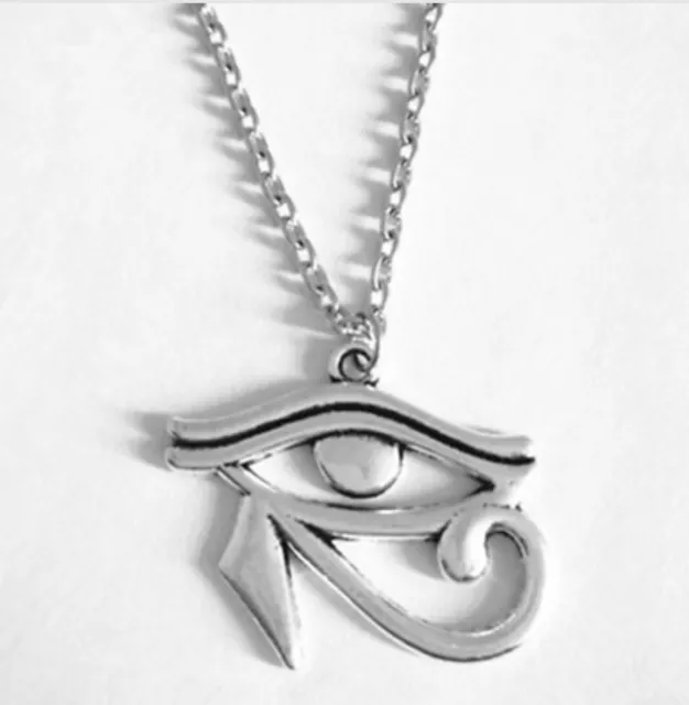 Ancient Egyptian Silver Horus Eye Symbol Pendant Necklace Jewelry