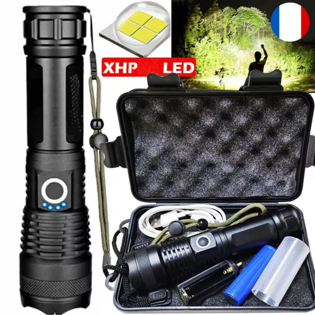 USB Rechargeable xhp70 LED Lampe Tactique de Torche à Main Zoom Portable w/ Box