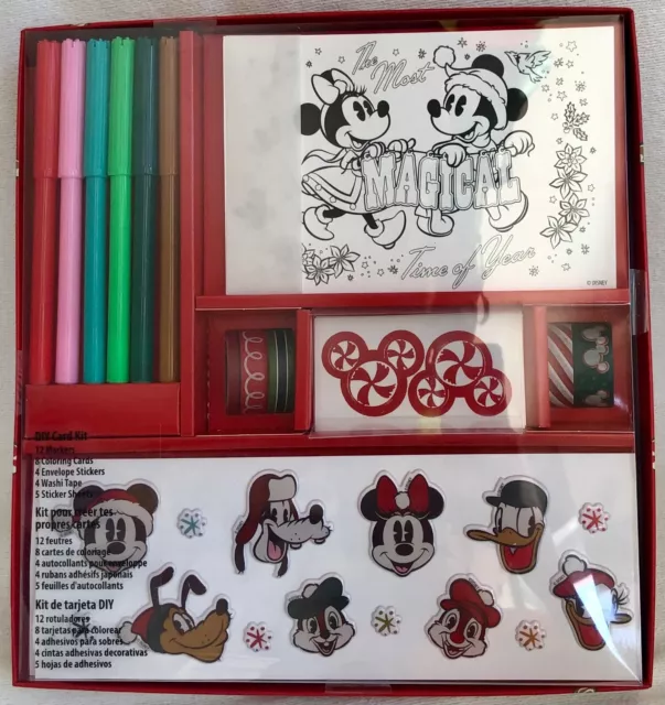 Disney Christmas Cards DIY Kit Markers Stickers Mickey Mouse Minnie Donald