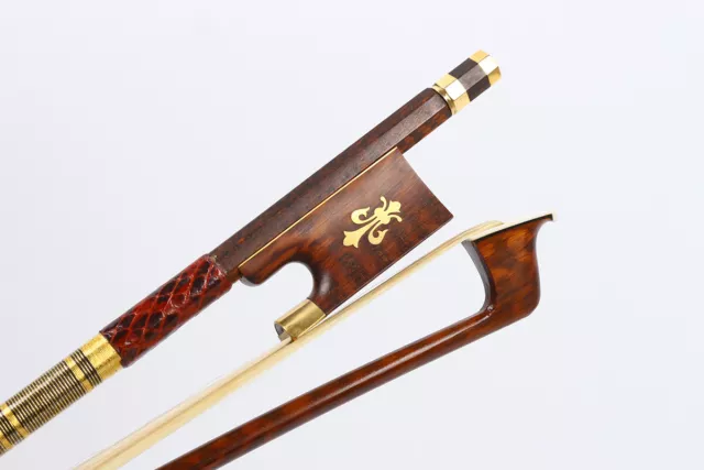 High quality 4/4 Violin Bow Snake Wood Bow Natural Bow hair Straight Abalone