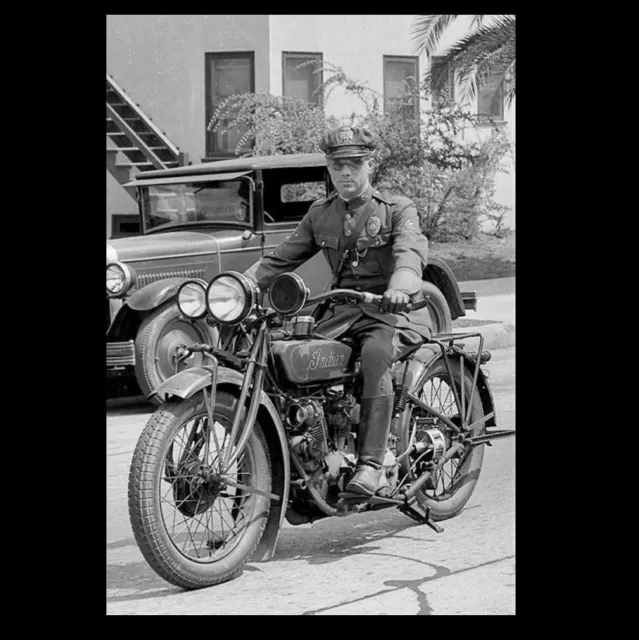 Vintage Indian Motorcycle Cop PHOTO 1930s Los Angeles Police Officer