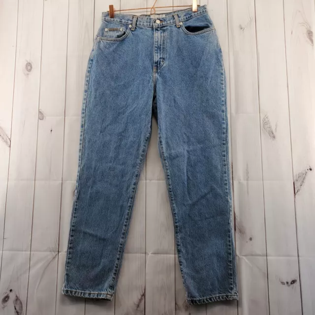 Calvin Klein Jeans Womens 14 MOM Vintage Zip Front Medium Stone Wash Blue 2