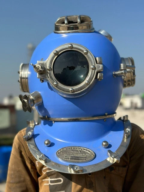 Blue 18" Inch Diving Helmet U.S navy mark V Deep sea Scuba Divers Helmet Replica