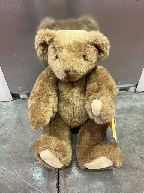 Vintage The Vermont Teddy Bear Co  Jointed Plush Stuffed Animal 14" Brown Bear