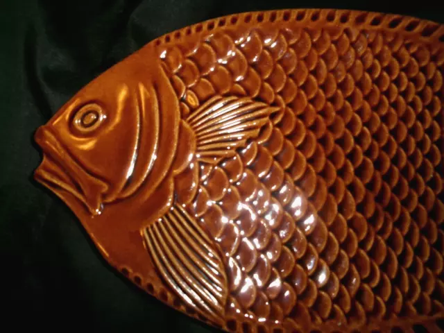 VINTAGE OVEN PROOF Fish Platter, McCoy Brown 9374 Fish Plate, Seafood ...