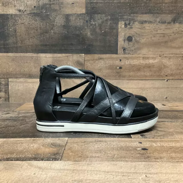 Eileen Fisher Women’s Size 10 Sneaker Sandal Black Skip Washed Leather Strappy