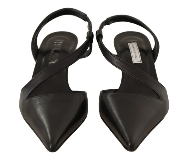 GIAMPAOLO VIOZZI SHOES Black Leather Slingback Heels Sandals EU36 / US5 ...