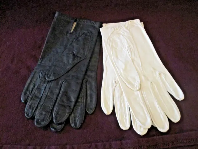 Vtg. 2 Pair Miss Aris Machine Washable Leather Gloves, Ladies Size 7