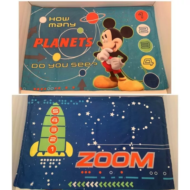 Disney Mickey Mouse Astrology Planets Rocket Space Shuttle Numbers Pillowcase