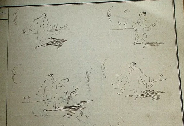 Dessins anciens plume encre XIXème esquisses, études humoristiques Maxime Letoux 3