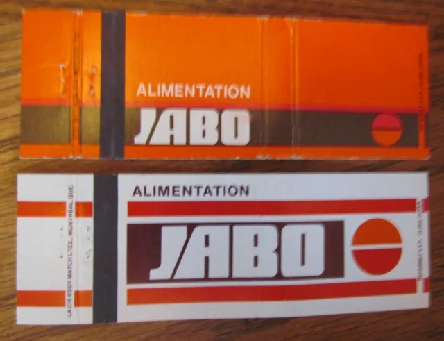 Jabo Alimentation Grocery Stores Montreal, Quebec (2 Matchbook Matchcovers) -F9