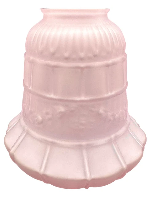Antique Pink Satin Frosted Cased Glass Lamp Shade Draped Embossed
